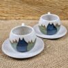 CONJUNTO DE 2 XÍCARAS DE CHÁ <br/>Gangue<br/>Azul, verde e branco