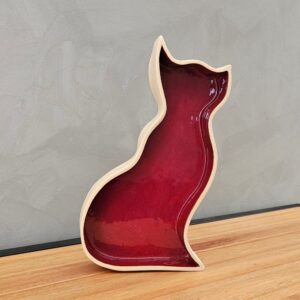 Escultura de gato em cerâmica SCATOLINA Seduto Vinho