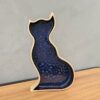 Escultura de gato em cerâmica SCATOLINA Seduto Galáxia azul