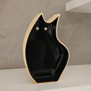 Escultura de gato em cerâmica SCATOLINA Gangue Uno Preto