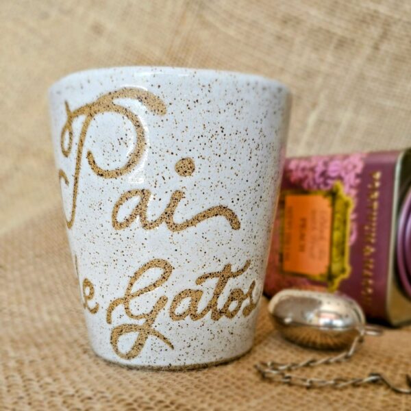 Caneca de gato em cerâmica Pai de Gatos branca