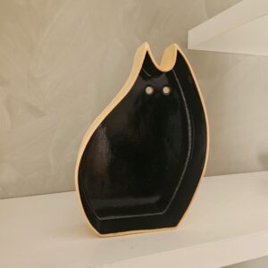 Escultura de gato em cerâmica SCATOLINA Gangue Tre Preto