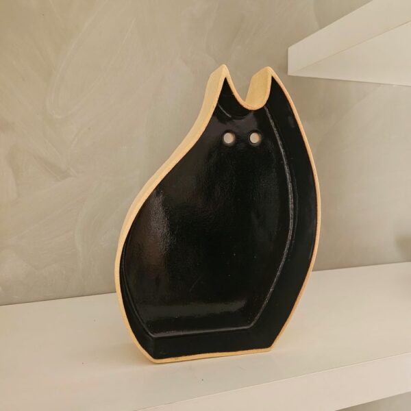 Escultura de gato em cerâmica SCATOLINA Gangue Tre Preto