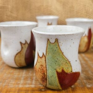 Copo de café amassado em cerâmica Gangue Multicor - conjunto com 4 unidades