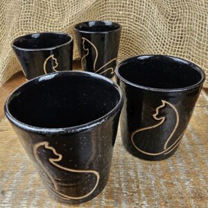 Copo de cerâmica cônico Linea Preto - conjunto com 4 unidades