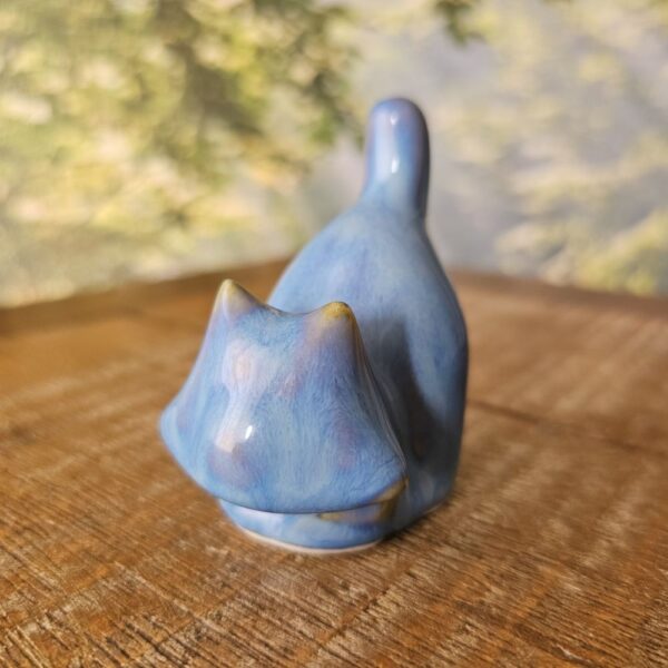 Pequena escultura de gato em cerâmica GATINHO DARTH Azul