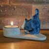 Porta-velas de gato em cerâmica Luz & Gato Darth Azul e branco