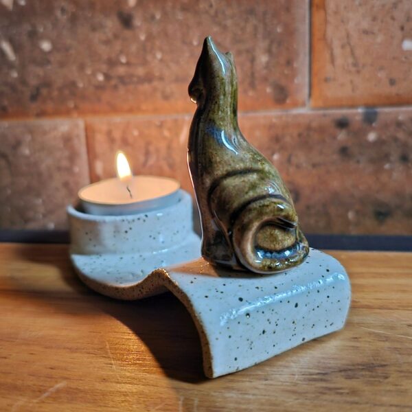 Porta-velas de gato em cerâmica Luz & Gato Mini Marrom