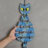 Escultura de gato para parede Fragmentos 12 peças Azul