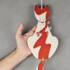 Escultura de gato para parede Velvy Laranja e branco