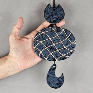Escultura de gato para parede Yuri Azul quadris