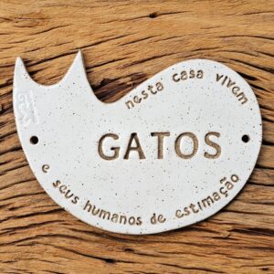 Placa de gato em cerâmica MARICOTA Humanos de Estimação / Off White
