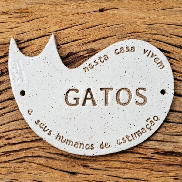 Placa de gato em cerâmica MARICOTA Humanos de Estimação / Off White