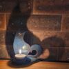 Porta-velas de gato em cerâmica Guardião da Luz Charlotte Azul