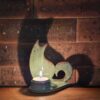 Porta-velas de cerâmica com gato Guardião da Luz / Charlotte / Verde