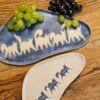 Conjunto travessa de cerâmica 2 peças Sapequinhas em branco e azul