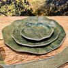 Conjunto Travessa de Cerâmica 3 peças Sopro da Mata verde escuro