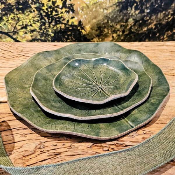 Conjunto Travessa de Cerâmica 3 peças Sopro da Mata verde escuro