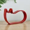 Escultura de gato em cerâmica Maricota M Vermelho acetinado