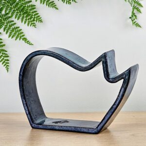 Escultura de gato em cerâmica Maricota P Azul jeans