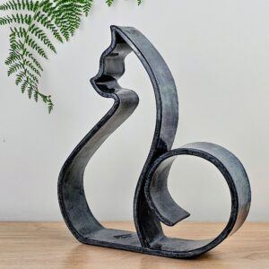 Escultura de gato em cerâmica Pierre Azul jeans