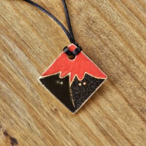 Colar de gato em cerâmica Gangue Losango glitter, cromo e vermelho