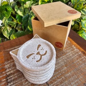 Porta-copos de gato em cerâmica Sião Rostinho Feliz