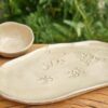 conjunto de travessa de cerâmica e bowl Patinhas da Piche areia