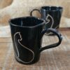 Conjunto de canecas de gato em cerâmica Linea Preto