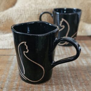 Conjunto de canecas de gato em cerâmica Linea Preto