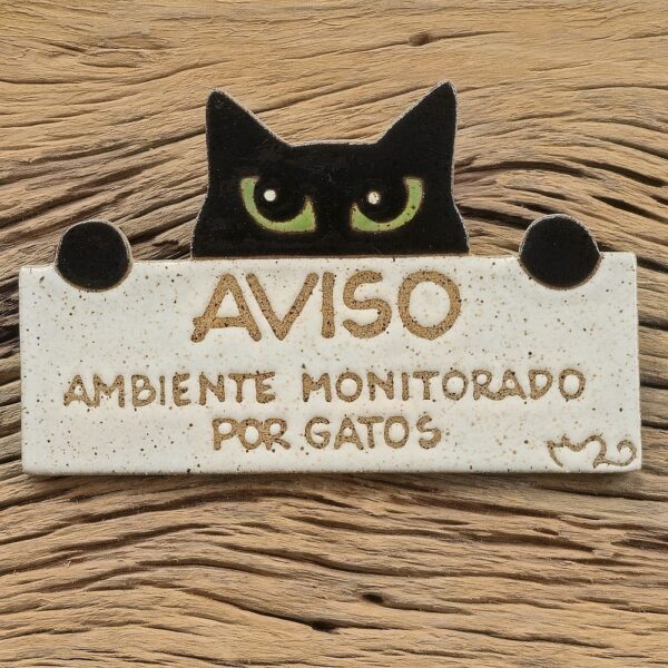 Placa de gato Velvy Ambiente Monitorado por Gatos em cerâmica